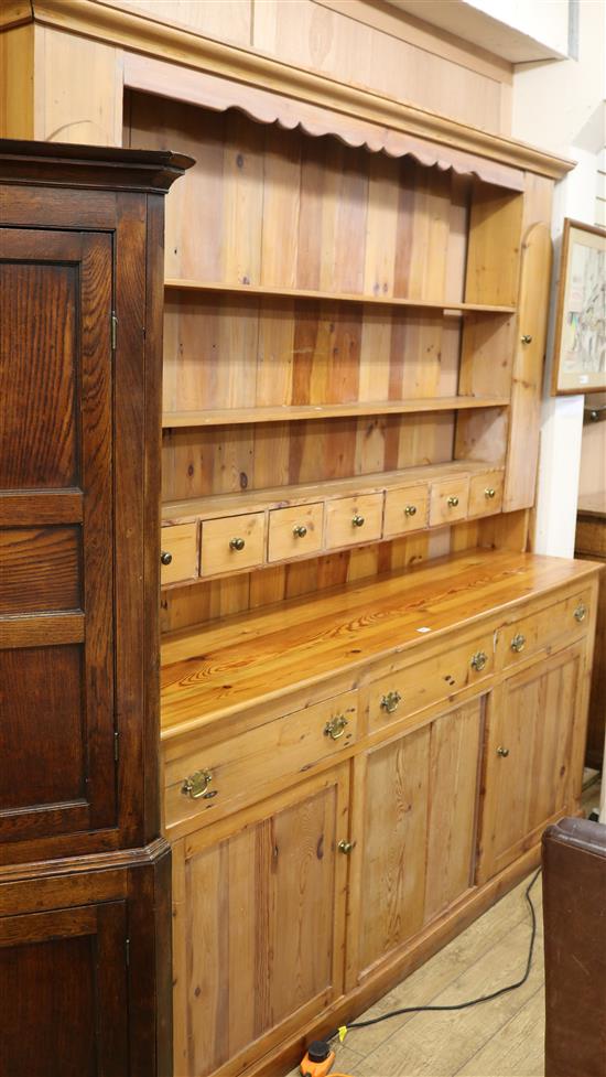 A large pine dresser, W.199cm